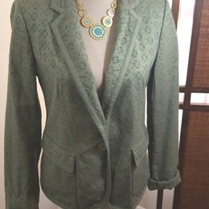 Dkny casual eyelet single breasted green jacket.